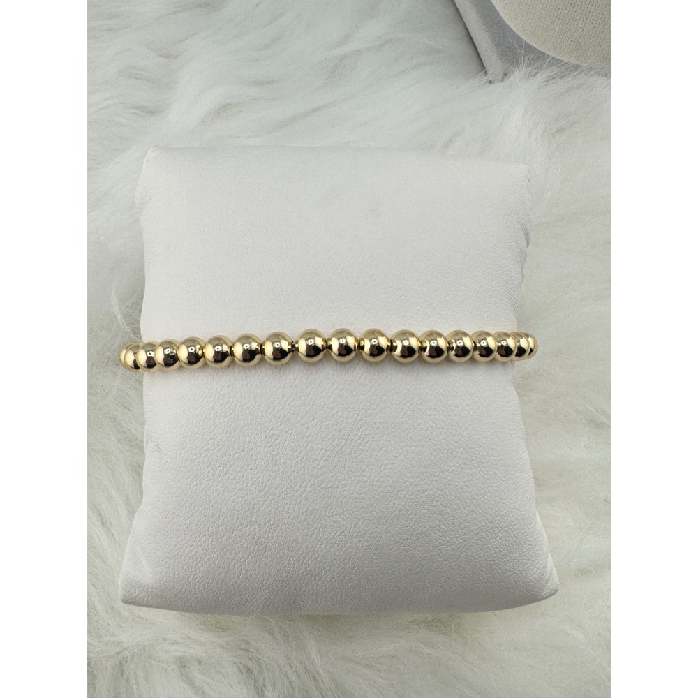 Gold Plated Medium Bead Adjustable Bolo Bracelet Minimalist Box Chain Jewelry